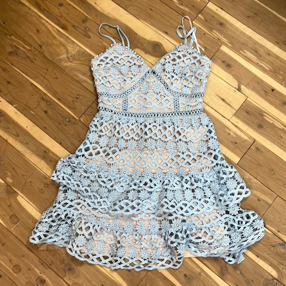 Lulus Light Blue Lace Dress